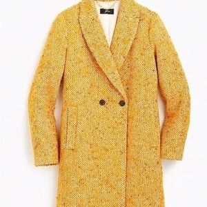 NEW J. Crew Daphne Top Coat Italian Tweed Nayla Wool Yellow Size 0